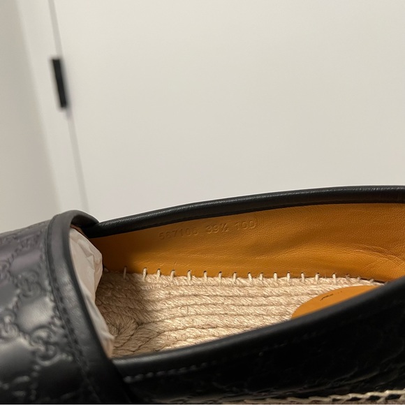 AUTHENTIC Gucci Microguccissima Signature Espadrilles Size 39.5 Black - Picture 5 of 6